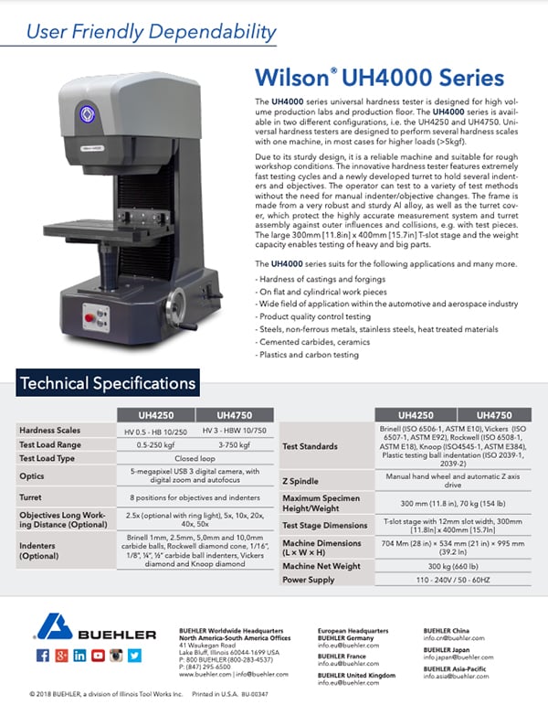 Wilson® UH4000 Sell Sheet