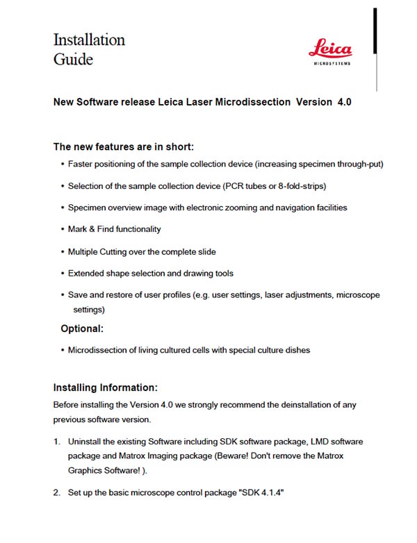 Leica LMD Software Installation Guide