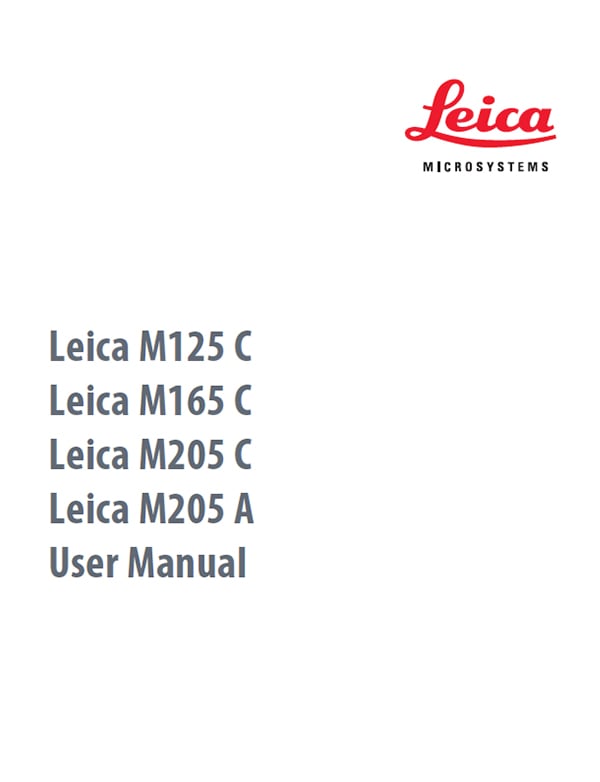 Leica Z6 APO Z16 APO User Manual
